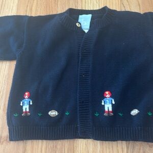 Boys navy football cotton cardigan
